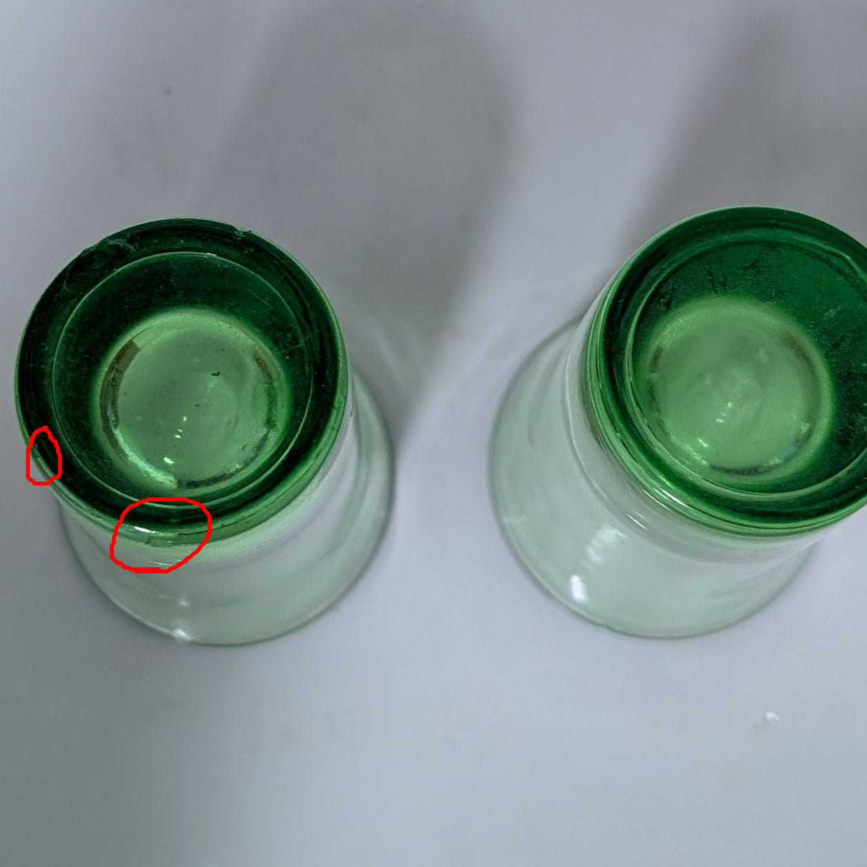Uranium Glass Shot Glasses, Set of Two