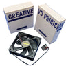 Fan and electronic components on a white background with 'Creative' and 'VD Precision' boxes.