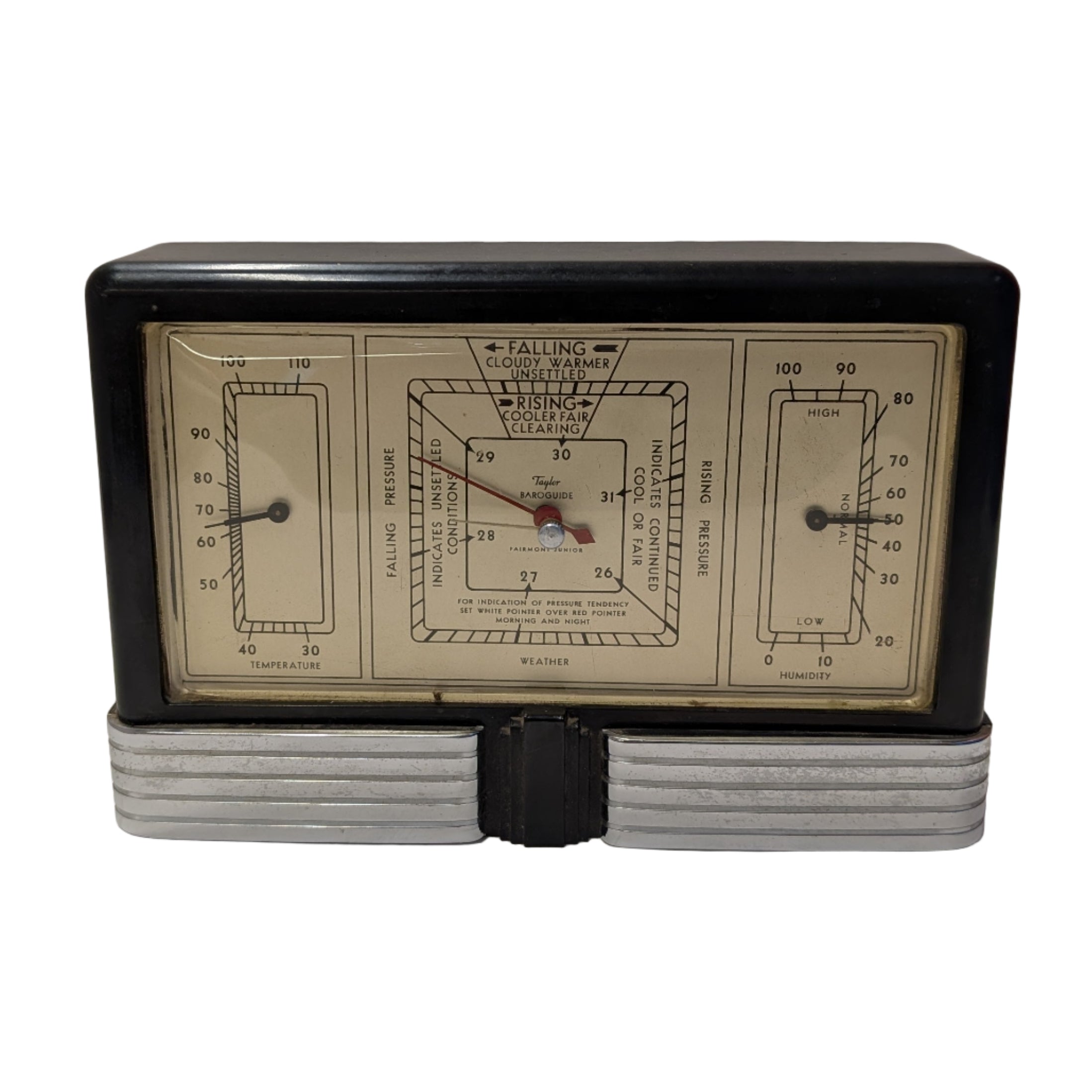 Vintage 1940s Art Deco Taylor Fairmont Junior Baroguide Barometer