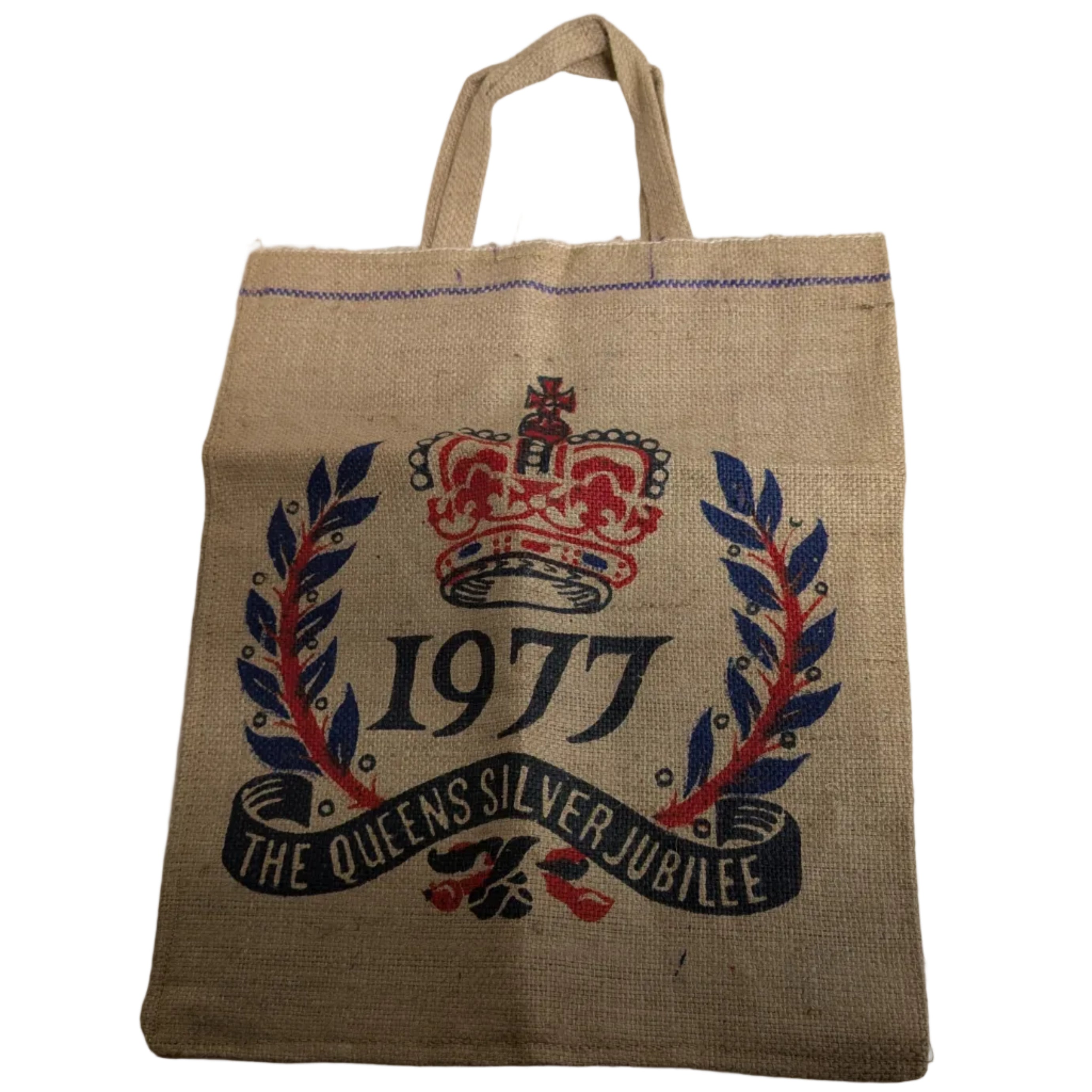 Vintage 1977 The Queen's Silver Jubilee Burlap Bag
