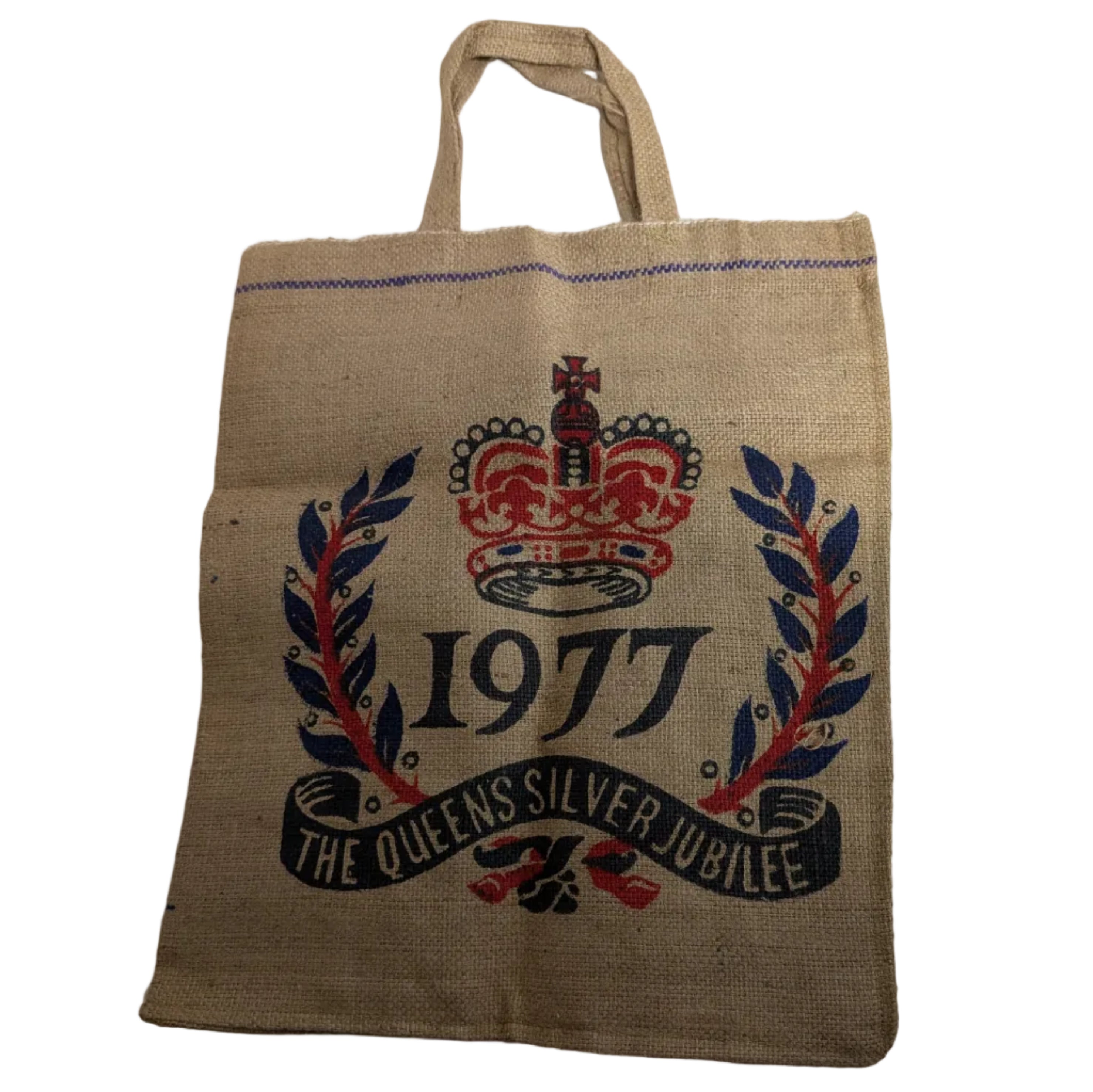 Vintage 1977 The Queen's Silver Jubilee Burlap Bag