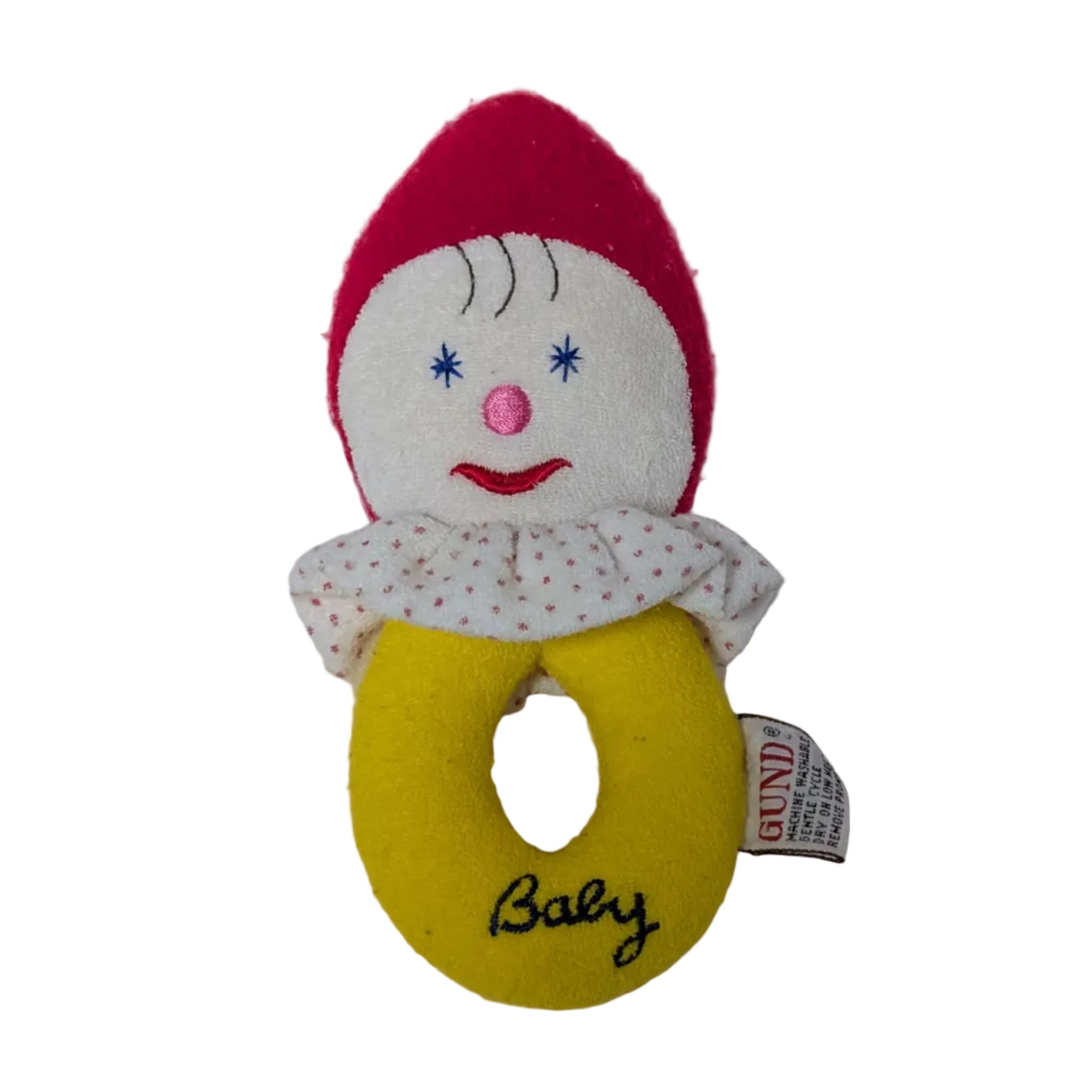 Vintage 1986 Gund Plush Clown Baby Rattle