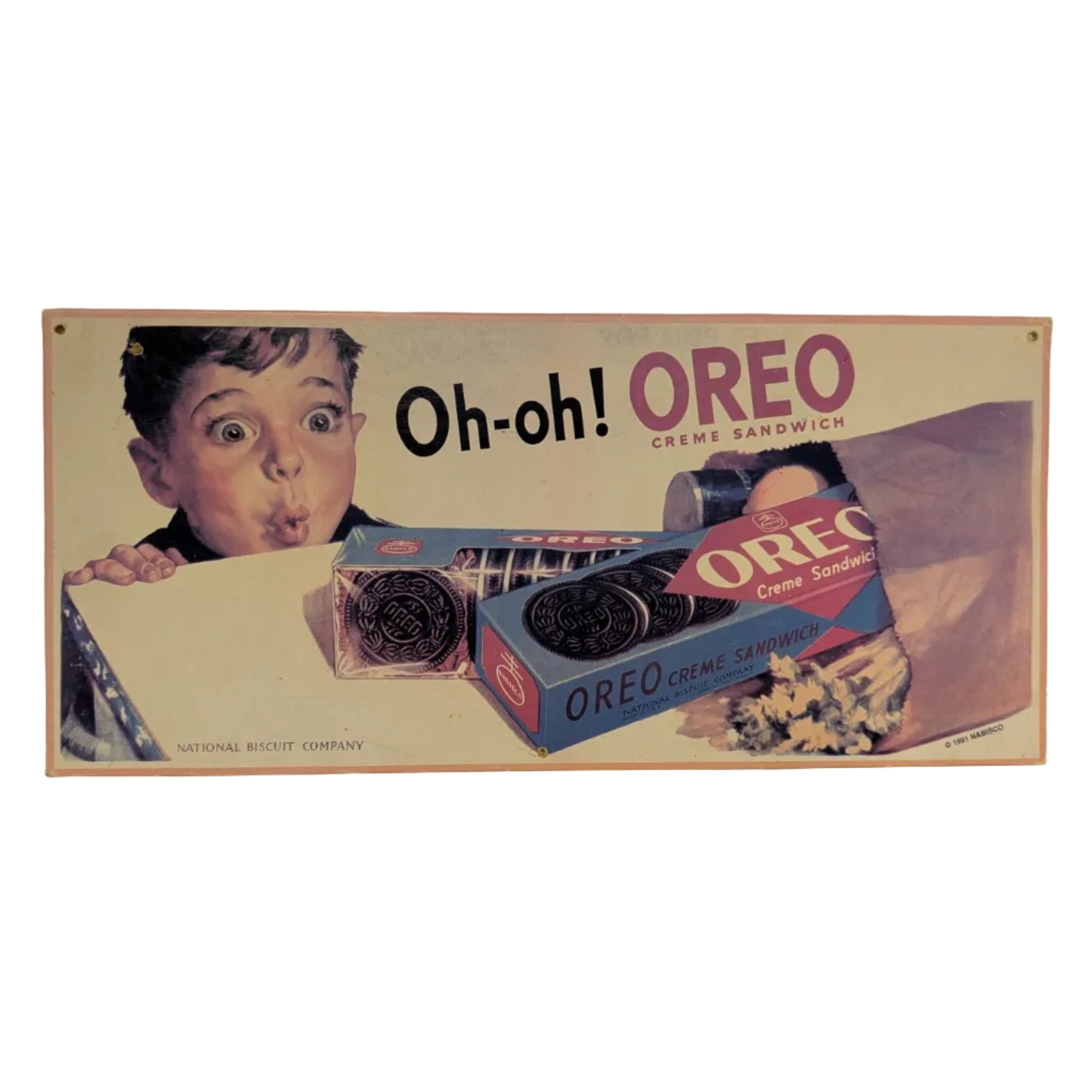 Vintage 1991 Nabisco "Oh-Oh! Oreo Cream Sandwich" Cardboard Sign