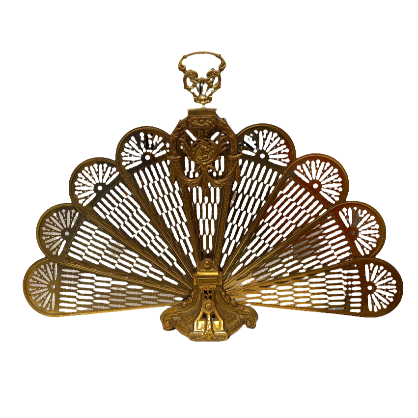 Vintage Brass Peacock Fireplace Screen