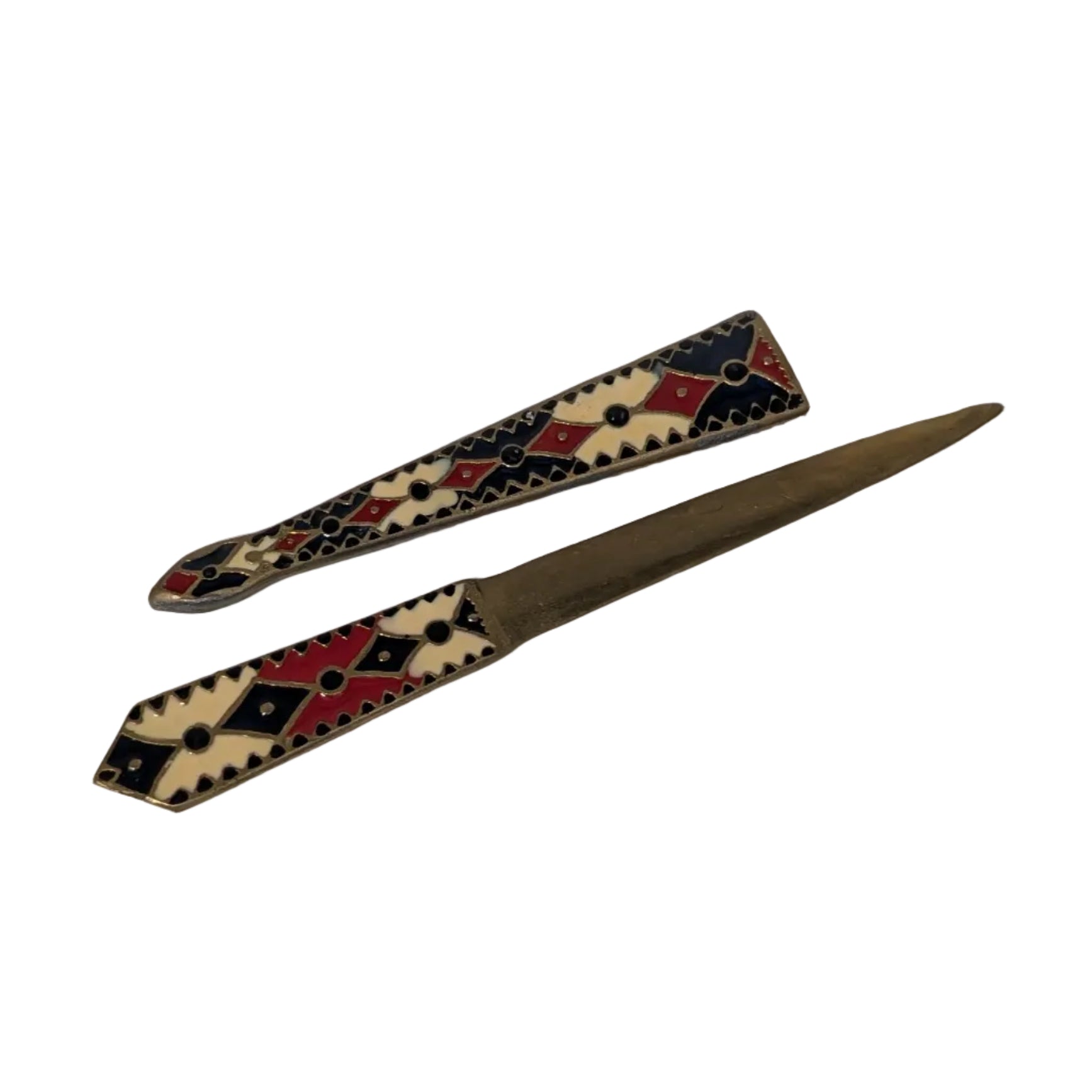 Vintage Brass and Enamel Letter Opener