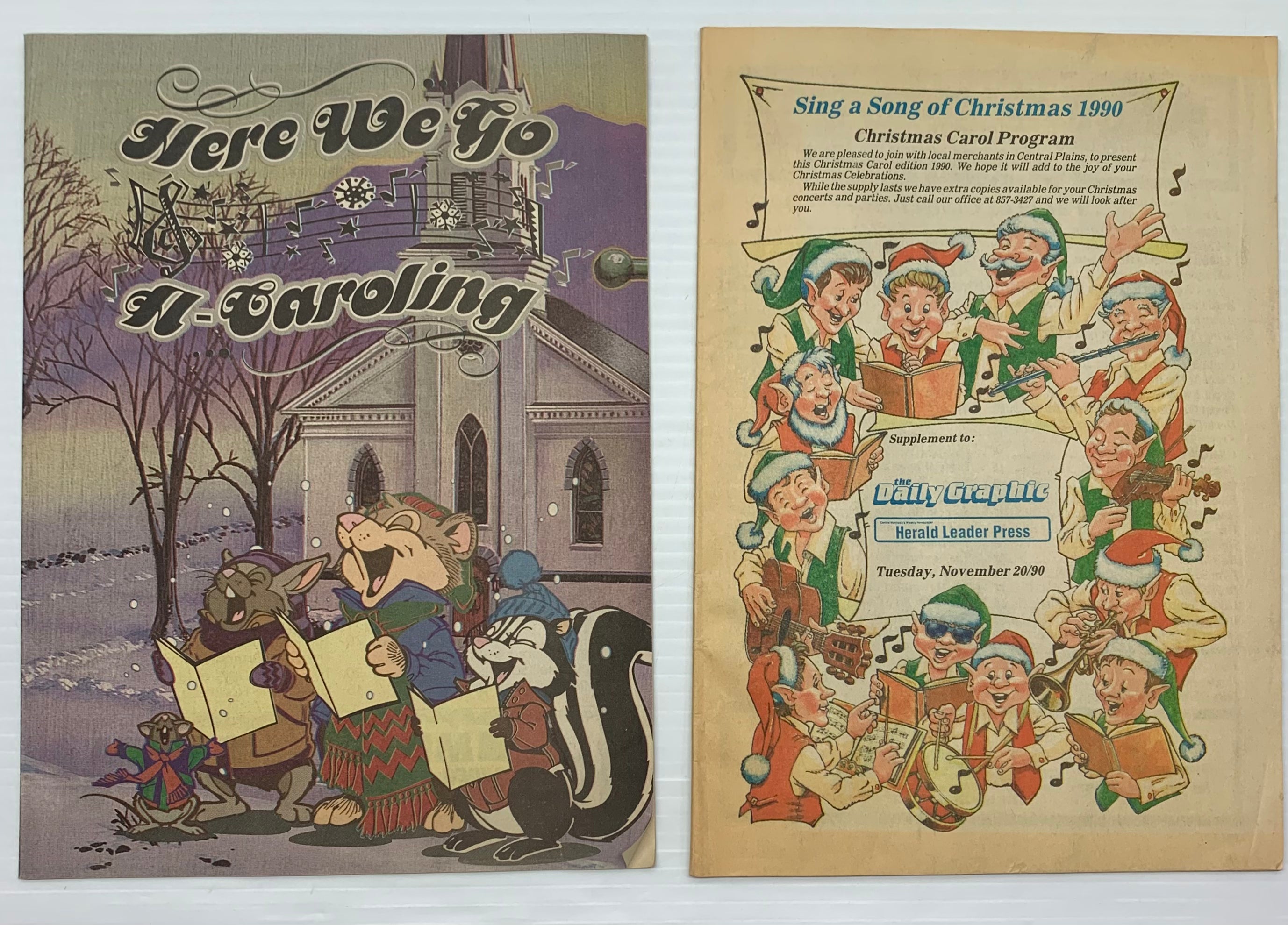 Vintage Christmas Carol Programs