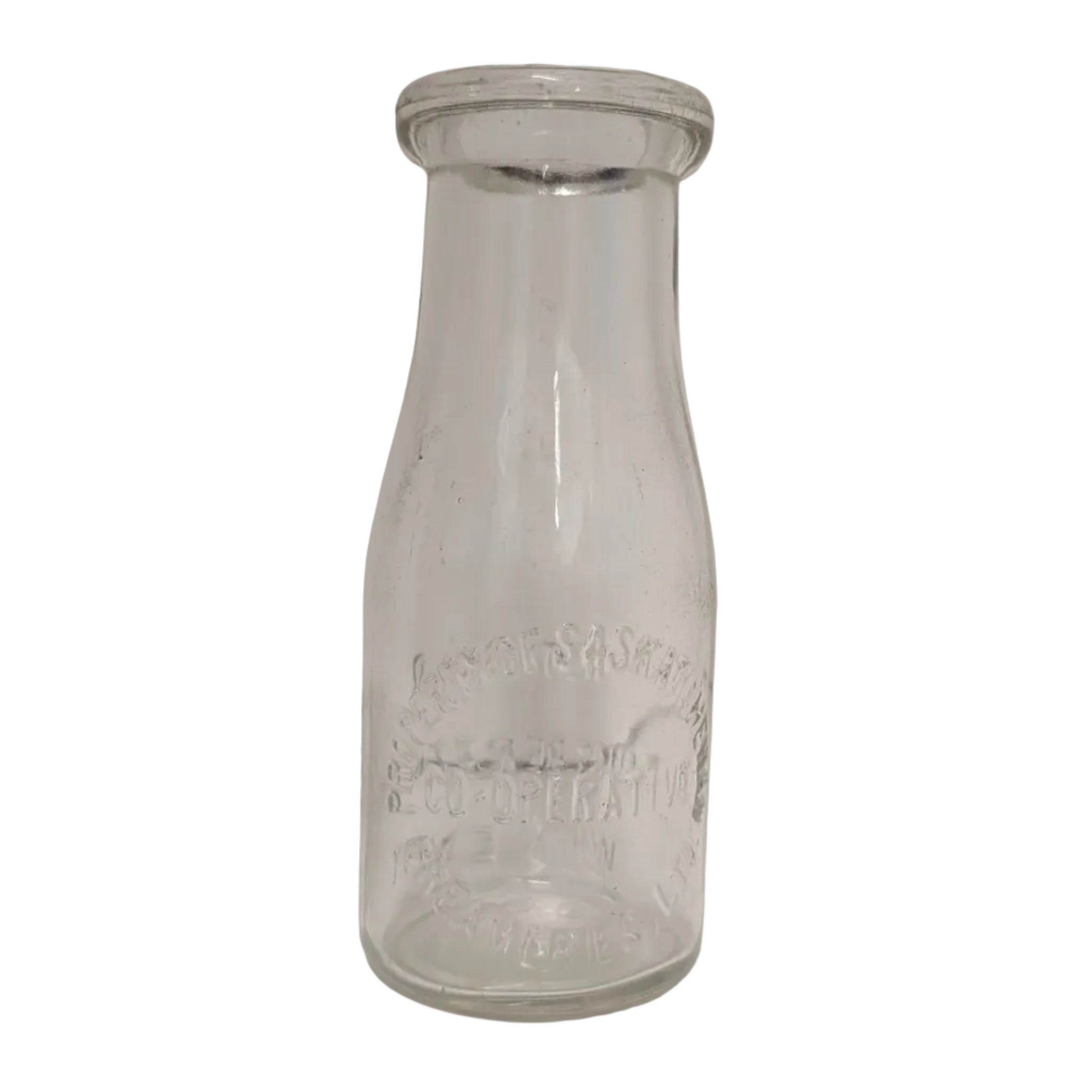 Vintage Dominion Glass Embossed Milk Bottle