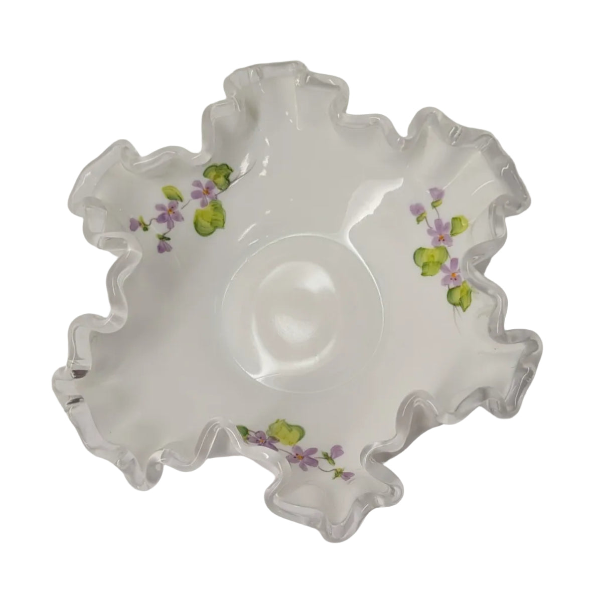 Vintage Fenton Silver Crest Ruffled Dish