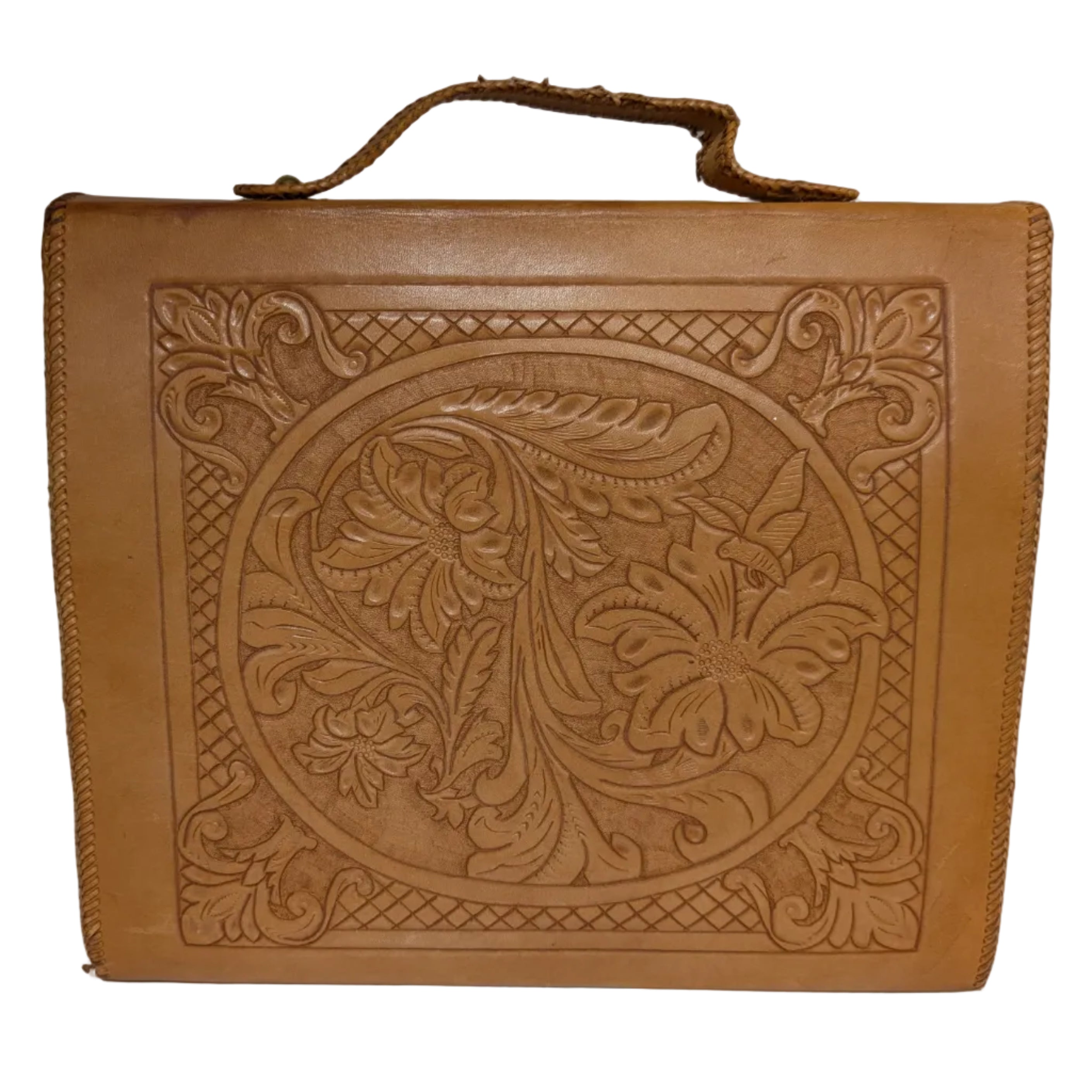 Vintage Hand-Tooled Leather Briefcase by R. K. Hoyse