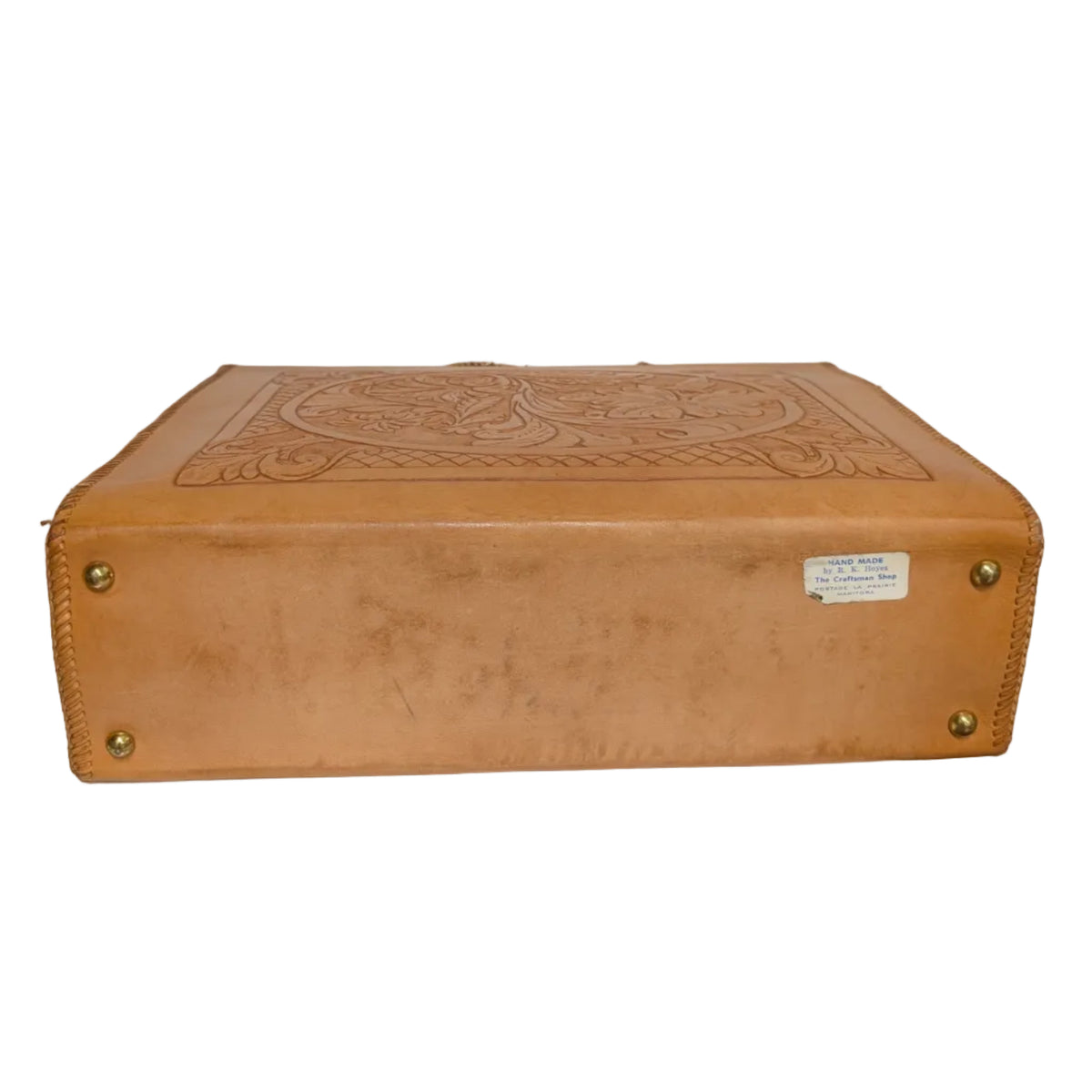 Vintage Hand-Tooled Leather Briefcase by R. K. Hoyse