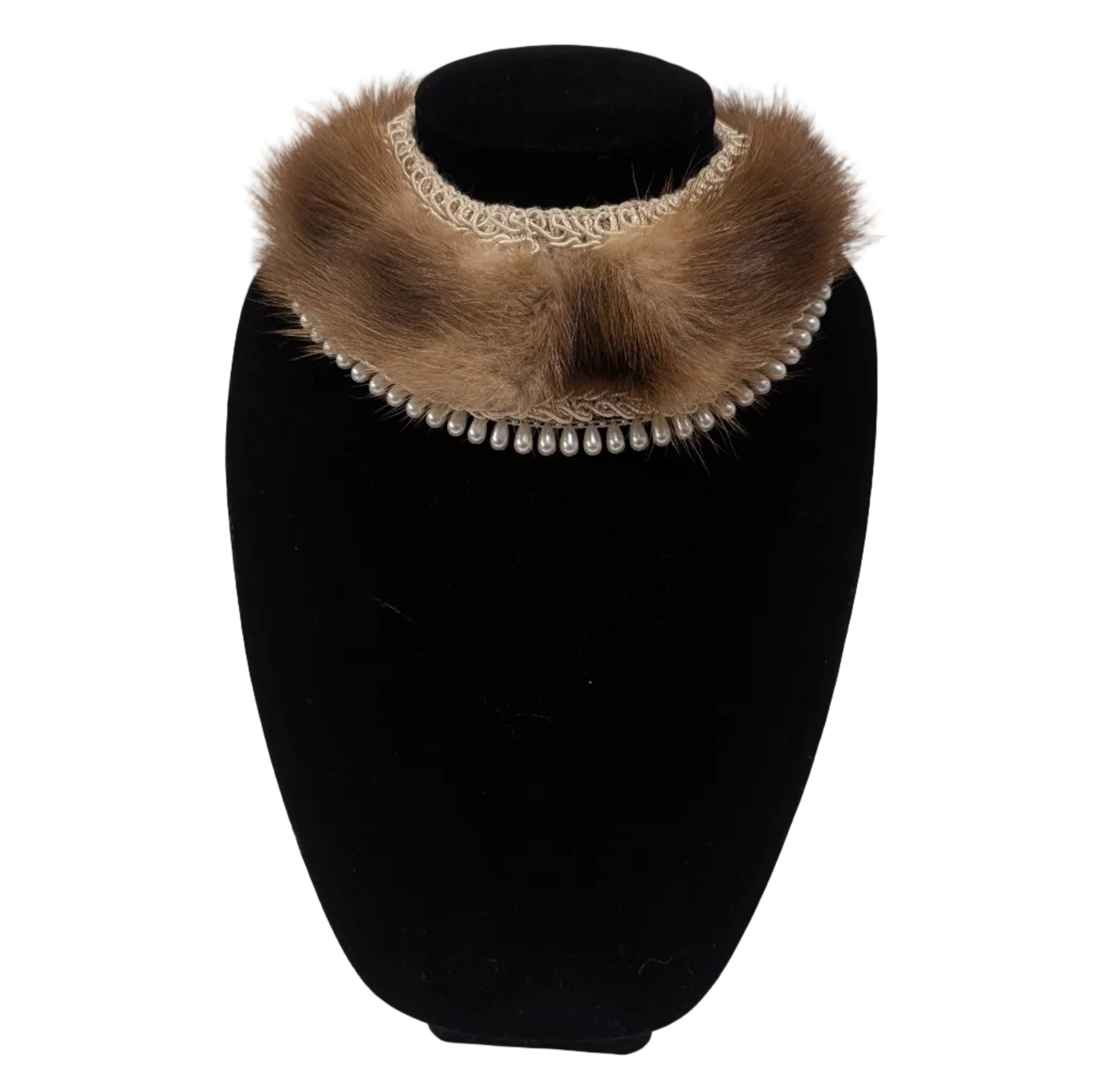 Vintage Mink & Faux Pearl Collier Necklace