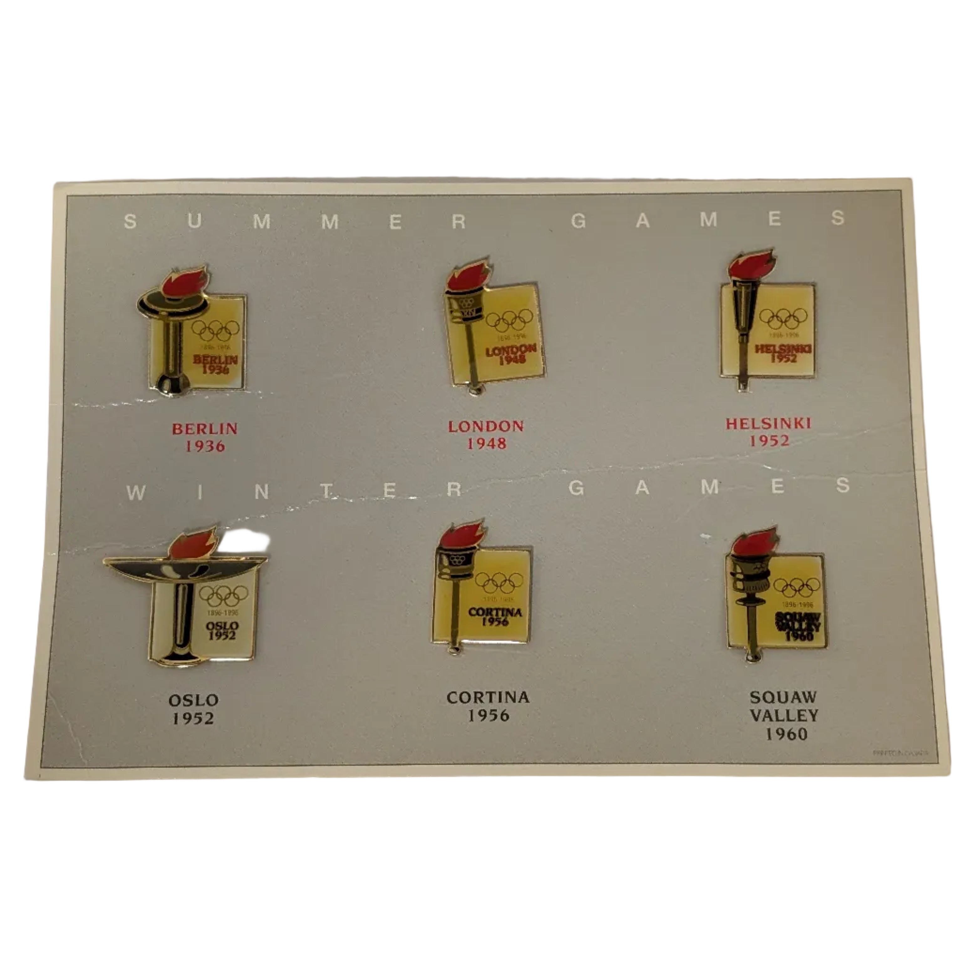 Vintage Olympic Pins Collection - Summer & Winter Games 1936-1960 (6 Pins)
