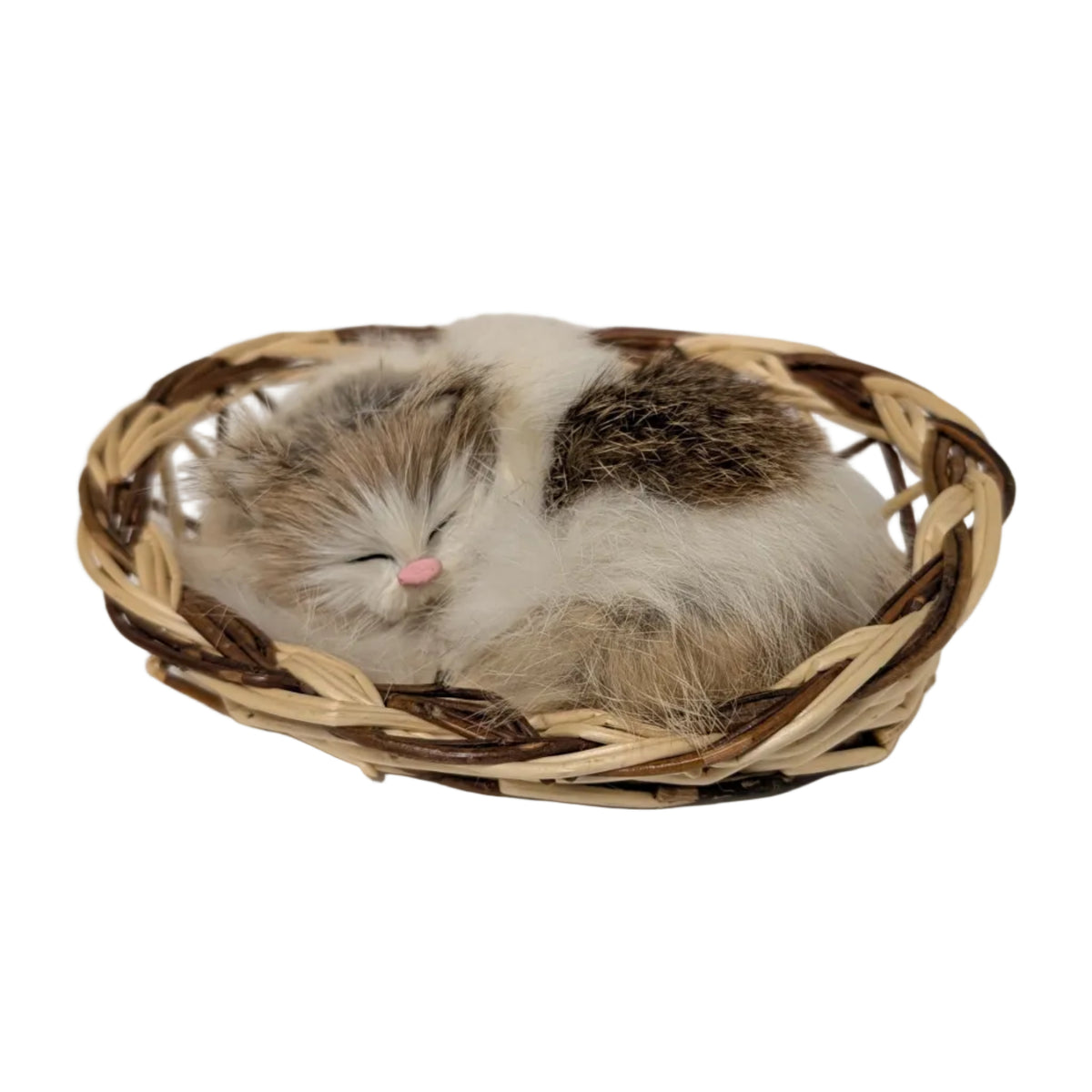 Vintage Rabbit Fur Sleeping Kitten