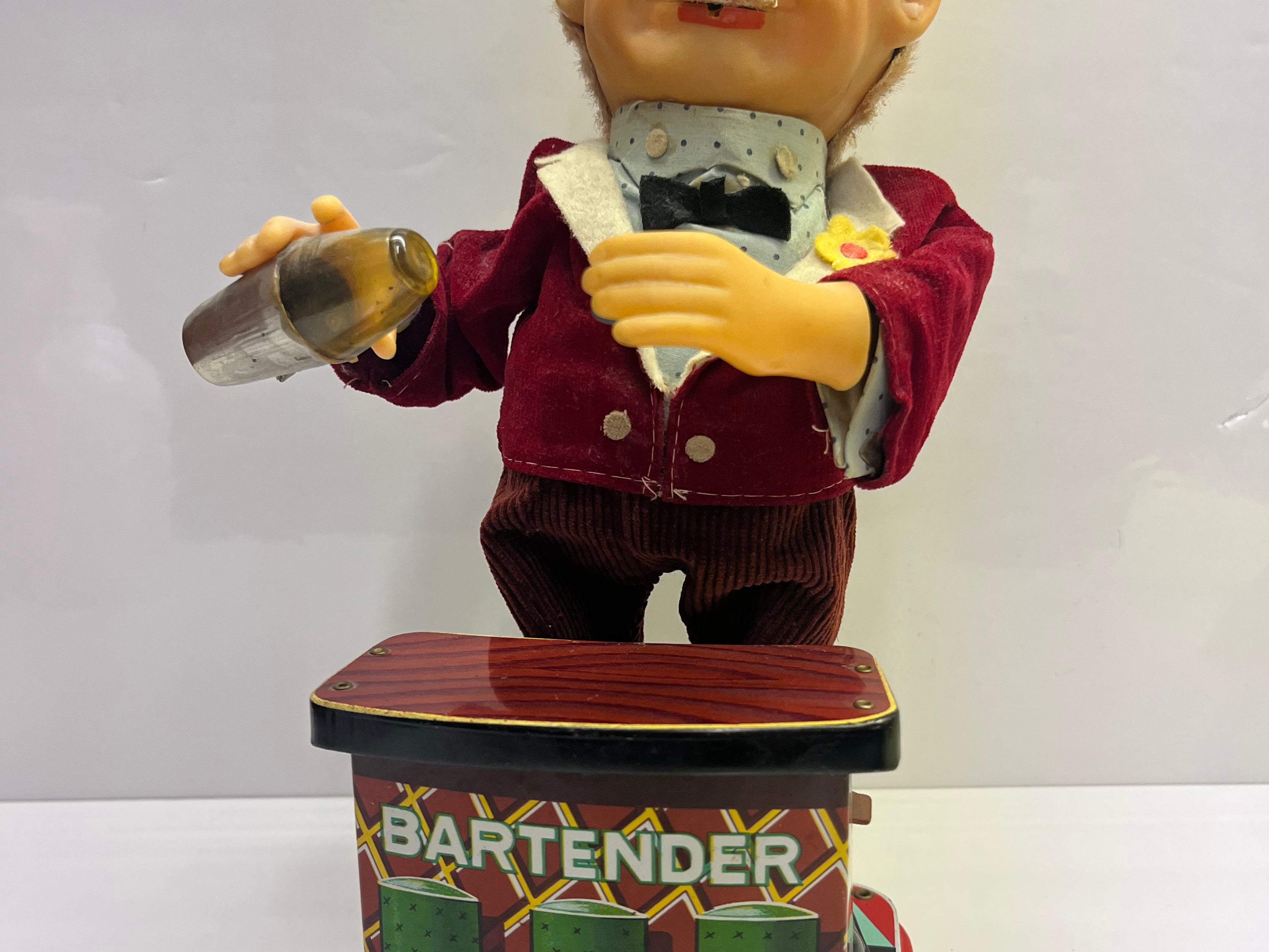 Vintage Rosco Battery Powered Bartender Tin Toy Made in Japan