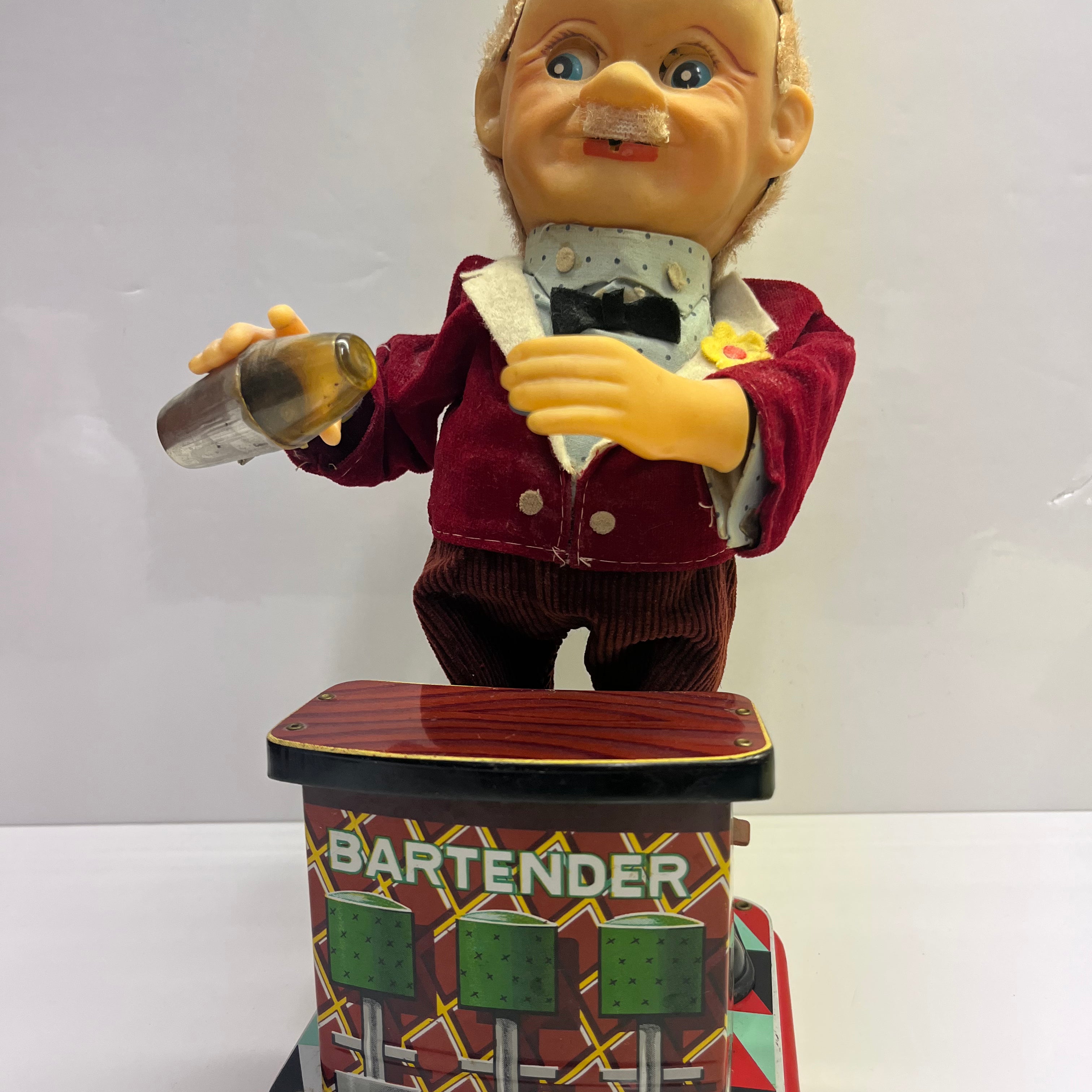Vintage Rosco Battery Powered Bartender Tin Toy Made in Japan