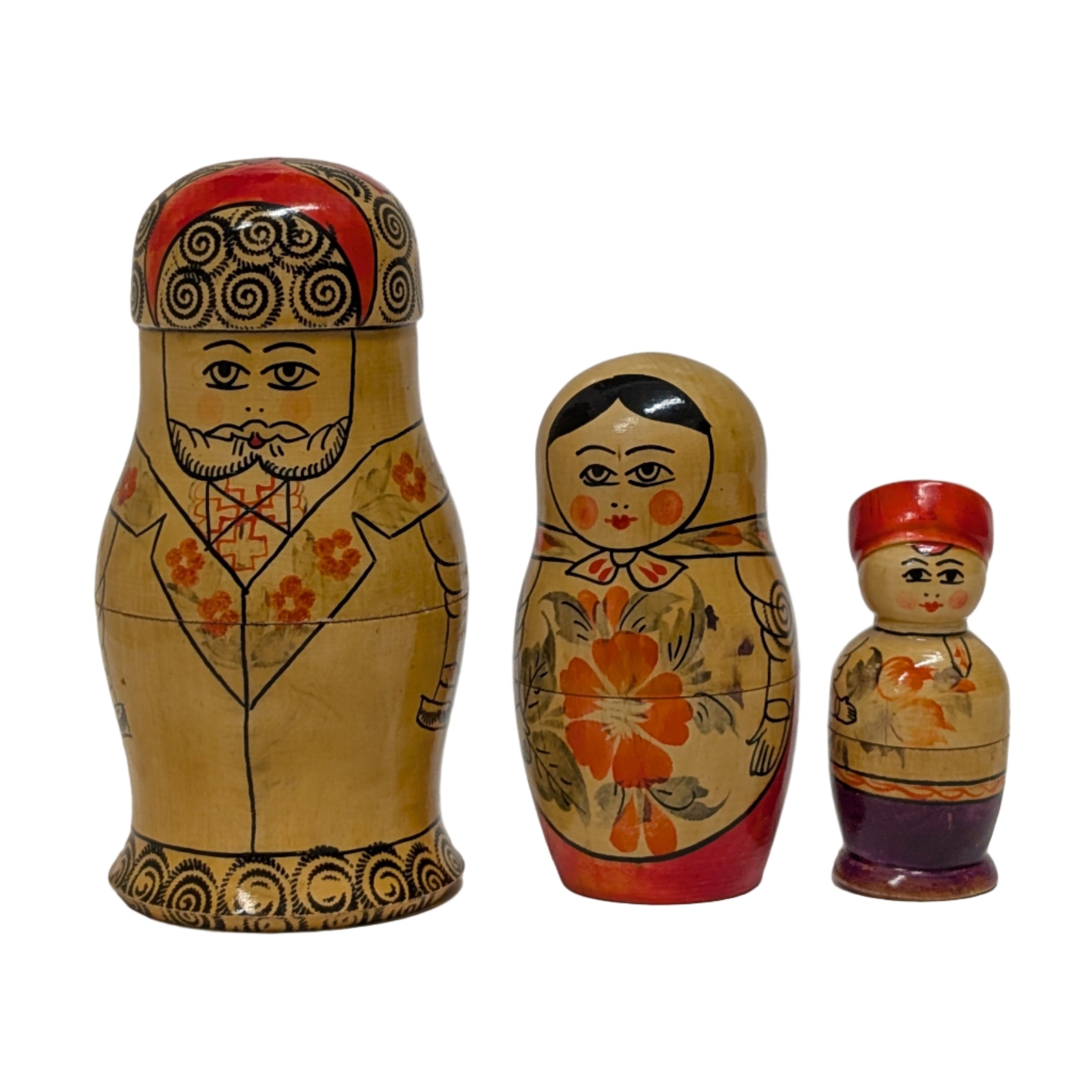 Vintage Russian Matryoshka Nesting Dolls Family 