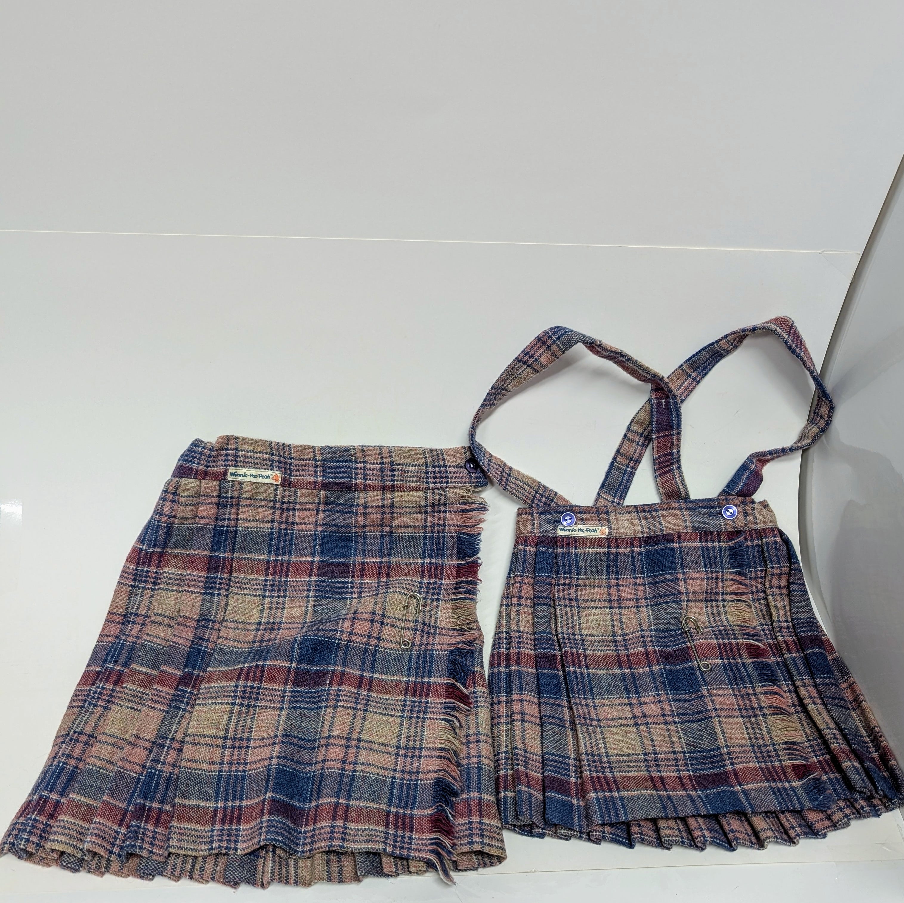 Vintage Sears Winnie the Pooh Plaid Big Sister and Little Sister Skirts