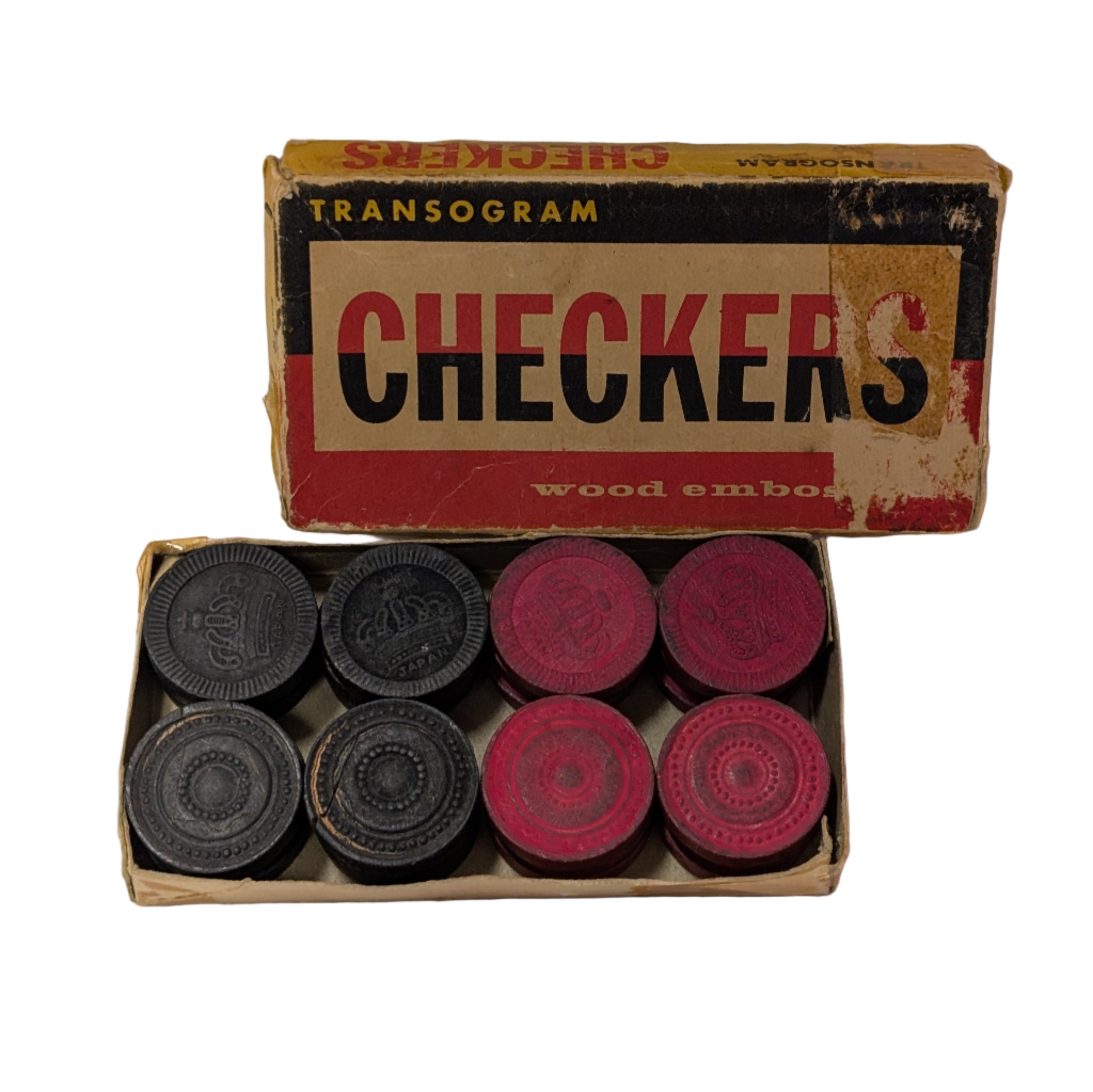 Vintage Transogram Wood Embossed Checkers