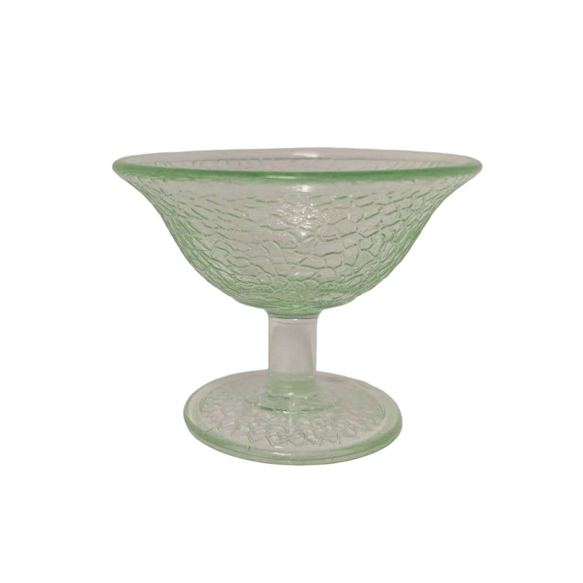 Vintage Uranium Crackle Glass Sherbet Bowl
