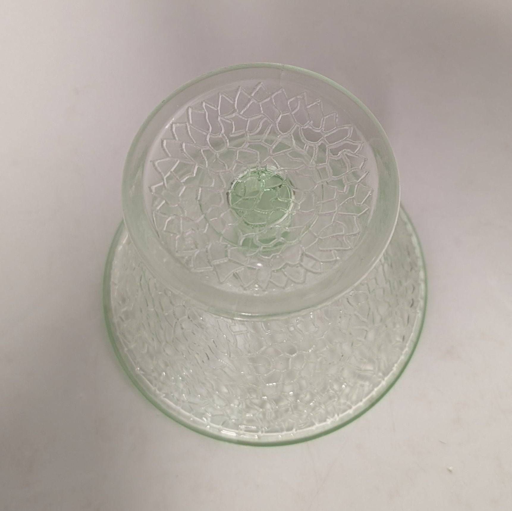 Vintage Uranium Crackle Glass Sherbet Bowl