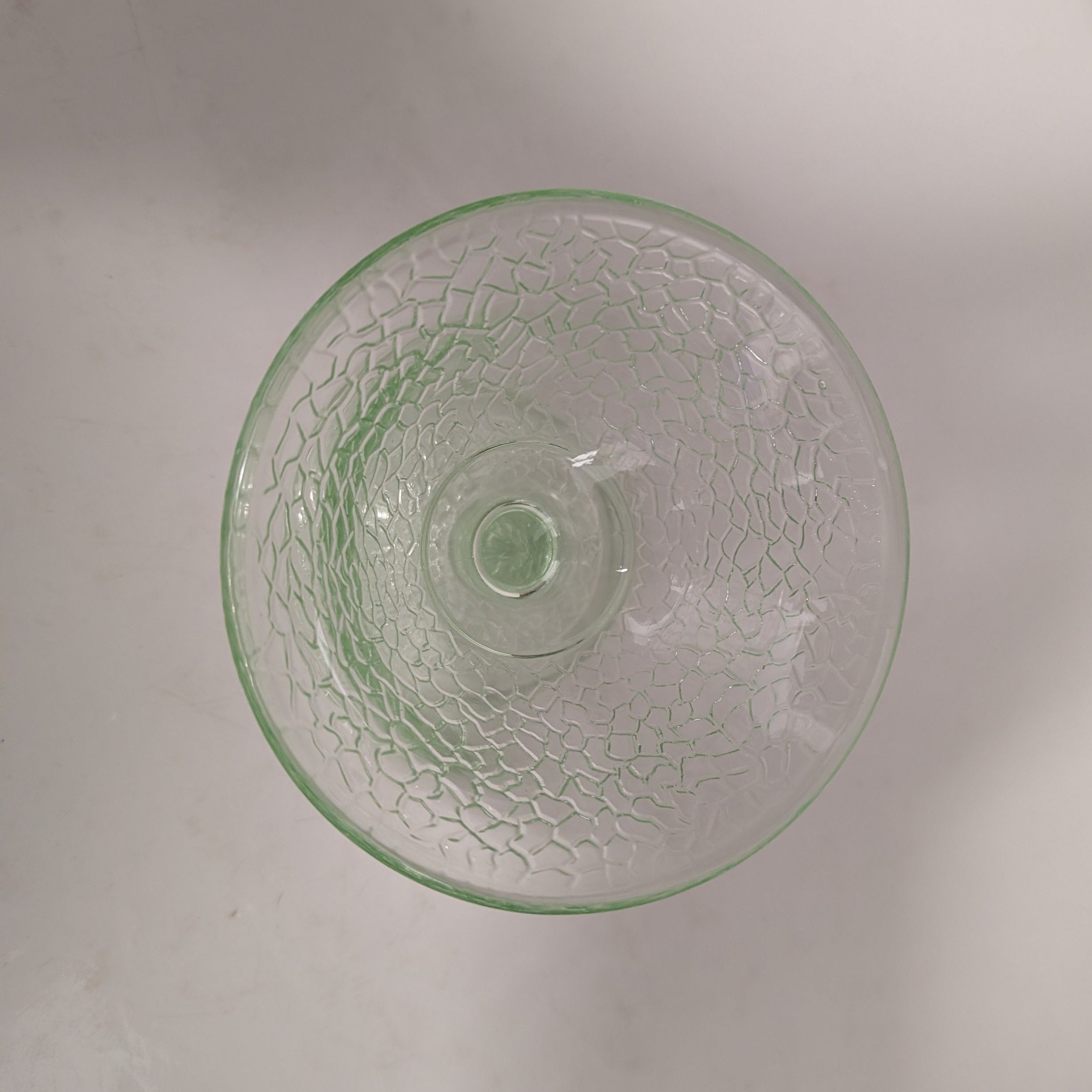 Vintage Uranium Crackle Glass Sherbet Bowl