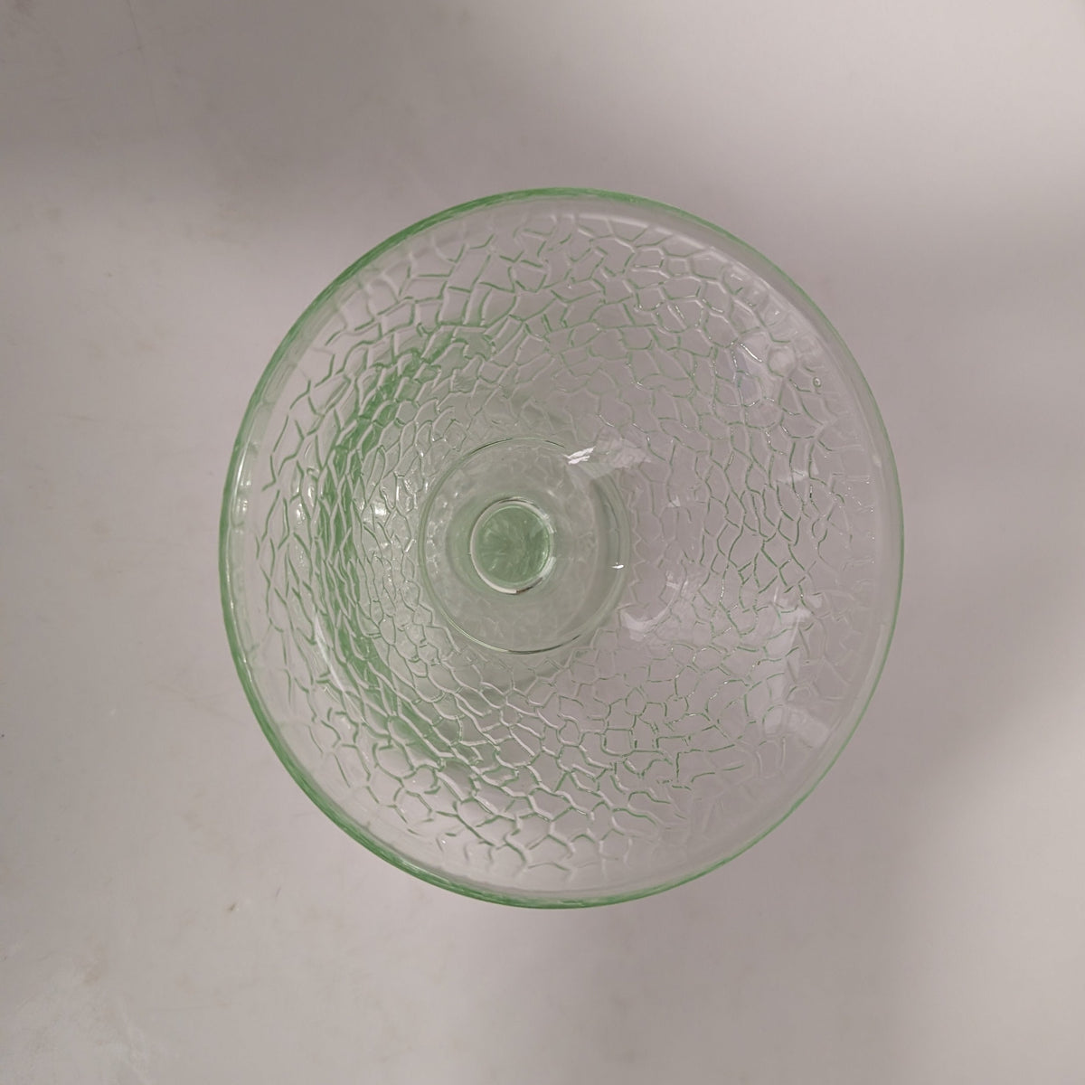 Vintage Uranium Crackle Glass Sherbet Bowl