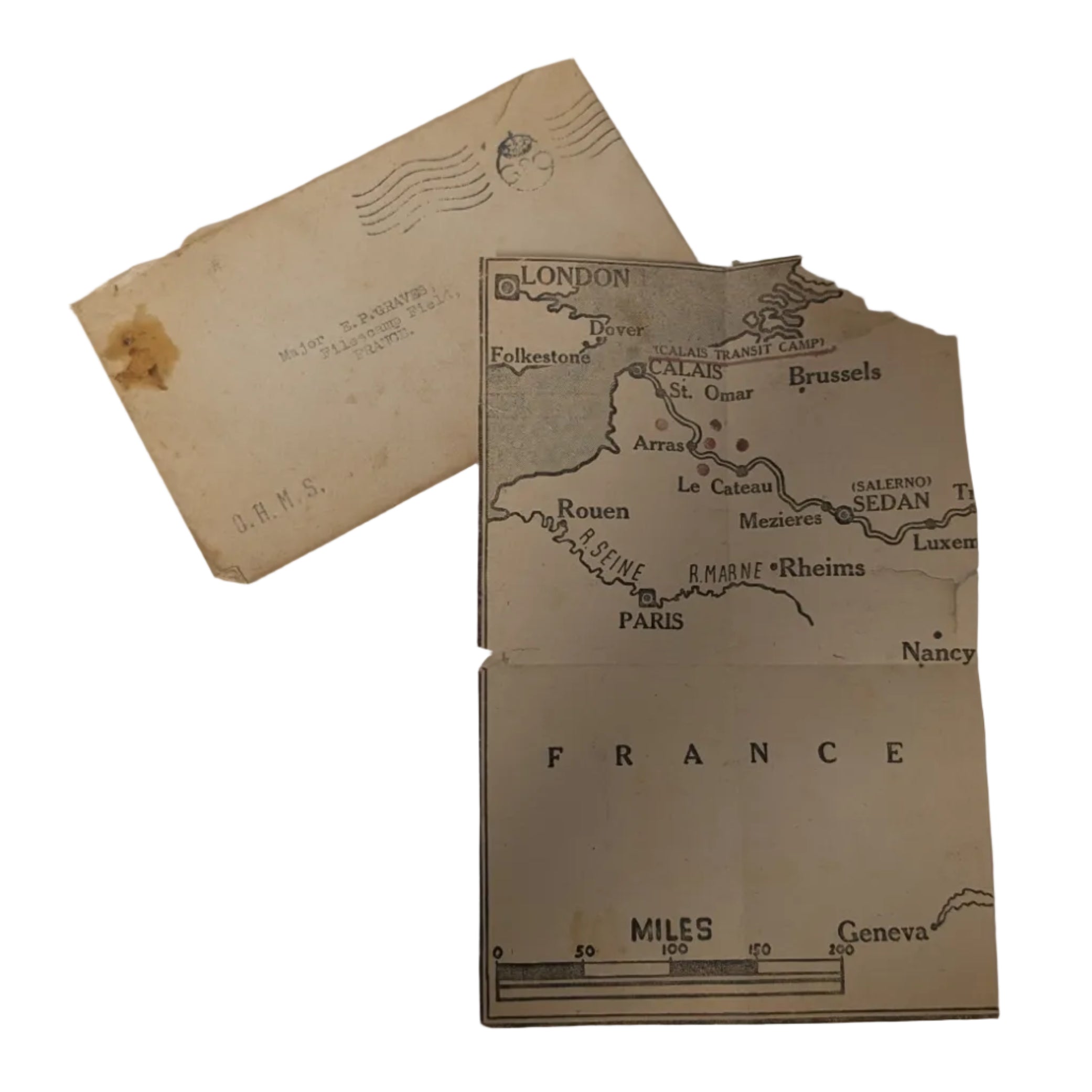 WW1 Envelope with Map Fragment