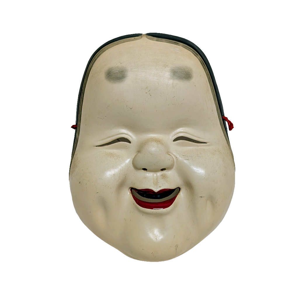 Japanese Traditional Ceramic Noh Mask Okame Young Woman