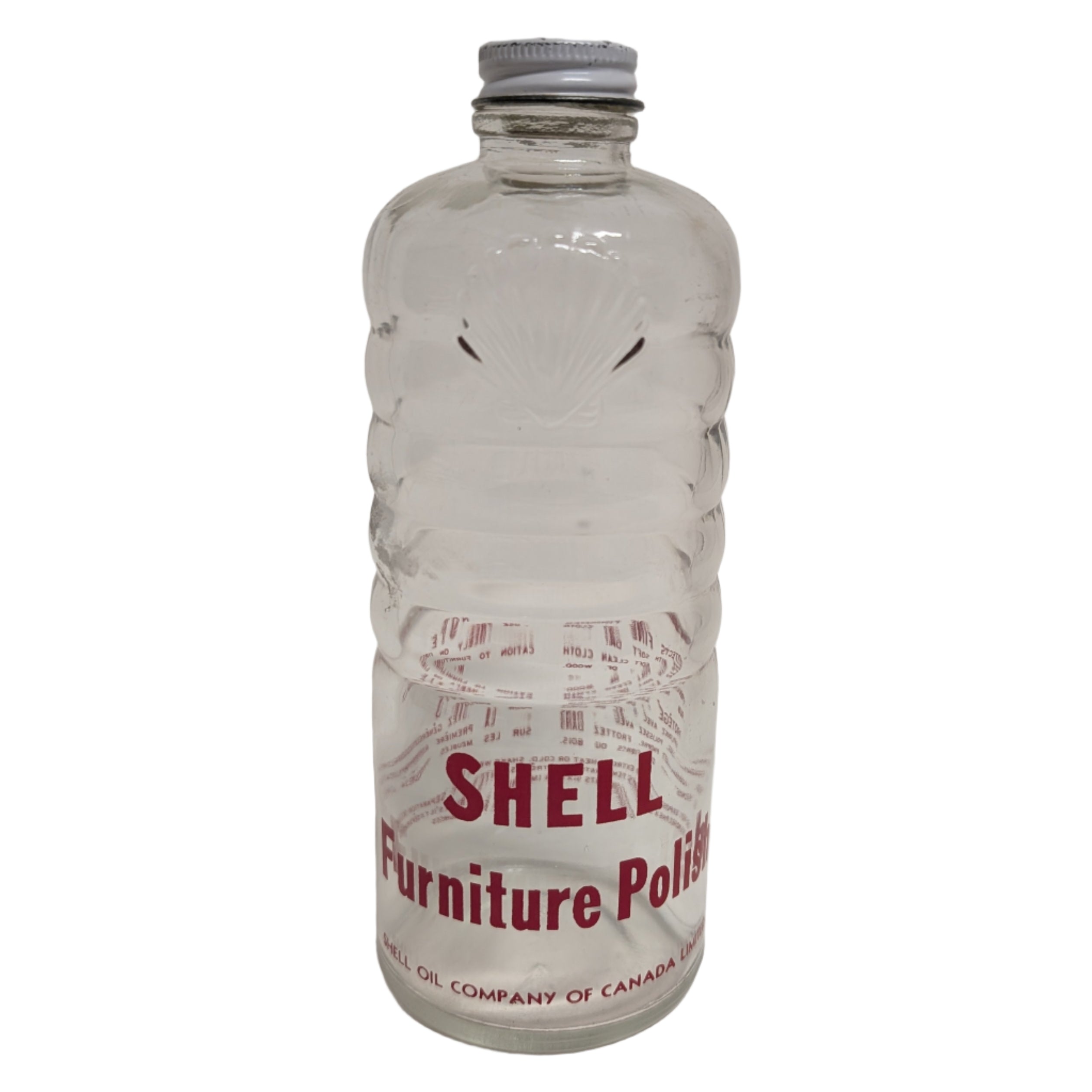 vintage glass shell furniture polish bottle