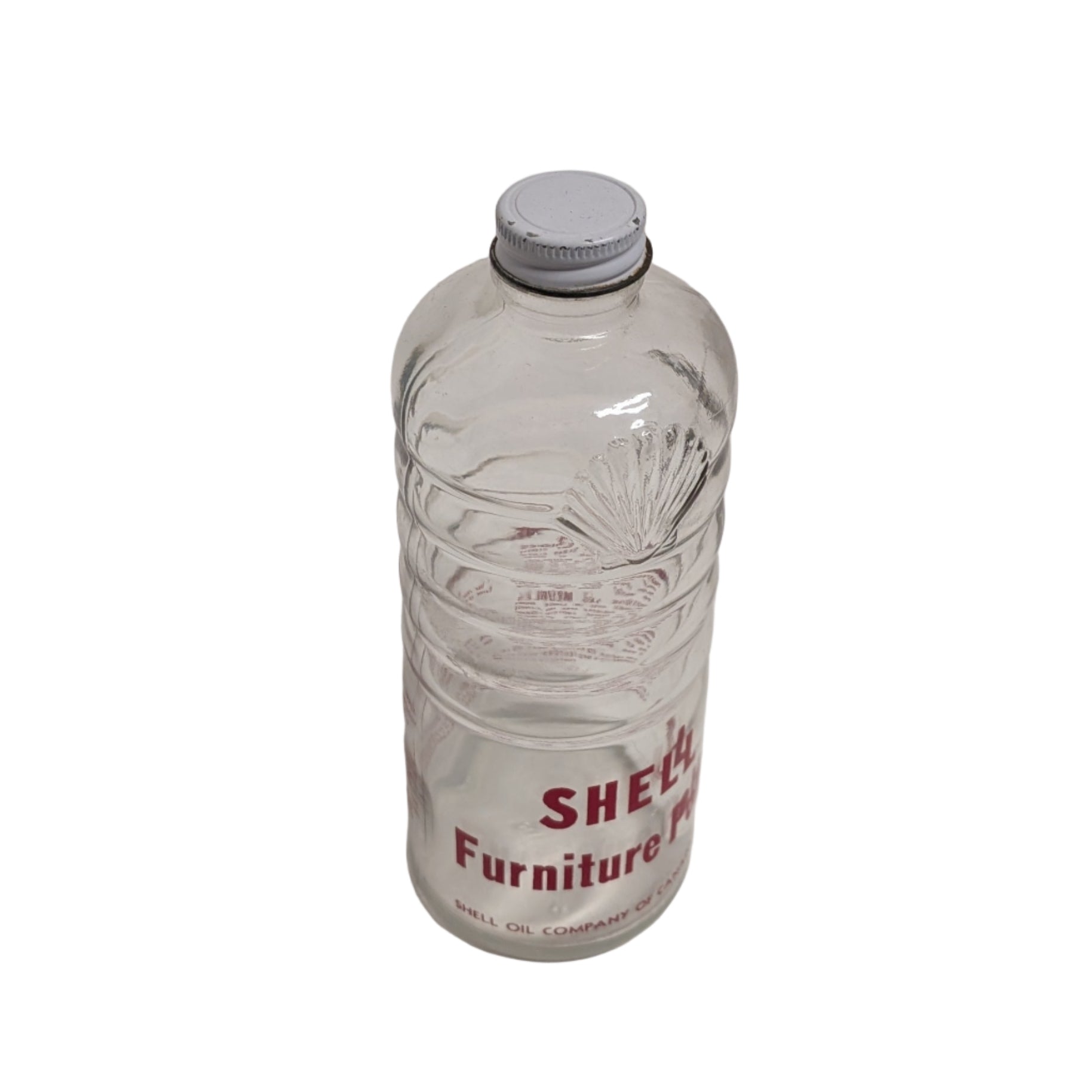 vintage glass shell furniture polish bottle