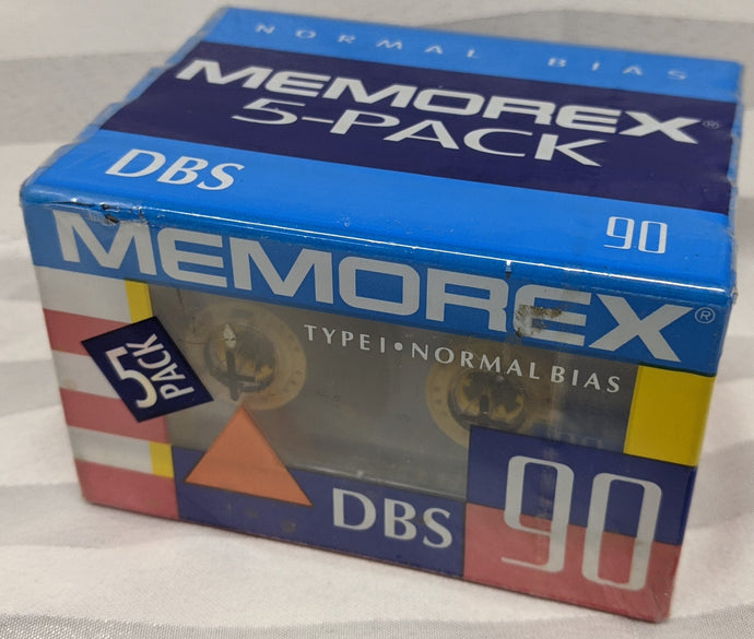 Memorex 5-Pack 90 Minute Cassettes [New/Sealed]