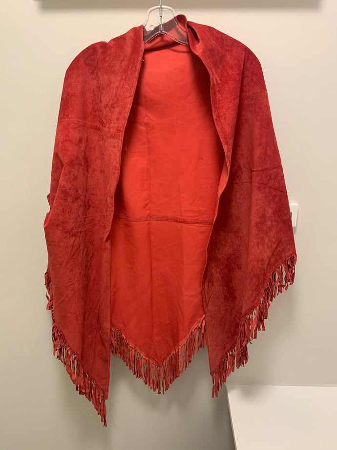 70s Red Suede Shawl