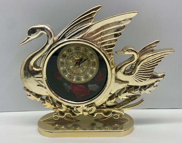 Vintage J.H. Quartz Plastic Swan Clock